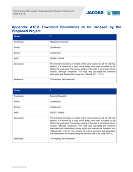 Appendix A16.8 Townland Boundaries to Be Crossed by the Proposed Project