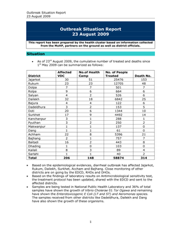 Outbreak Situation Report 23 August 2009