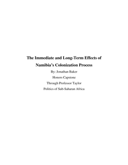The Immediate and Long-Term Effects of Namibia's Colonization Process
