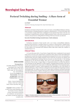 Perioral Twitching During Smiling - a Rare Form of Essential Tremor