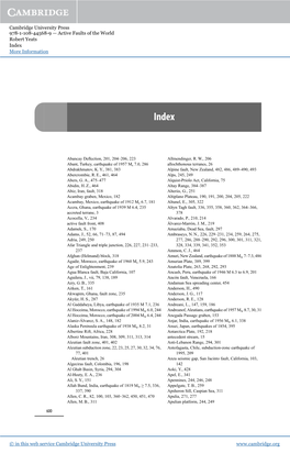 Cambridge University Press 978-1-108-44568-9 — Active Faults of the World Robert Yeats Index More Information