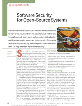Software Security for Open-Source Systems