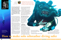 How to Make Solo Rebreather Diving Safer
