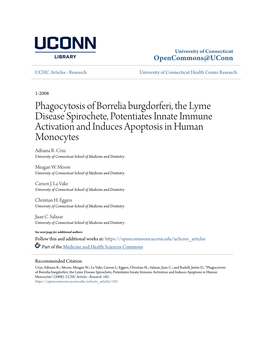 Phagocytosis of Borrelia Burgdorferi, the Lyme Disease Spirochete, Potentiates Innate Immune Activation and Induces Apoptosis in Human Monocytes Adriana R