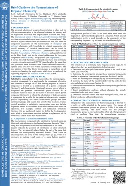 Brief Guide to the Nomenclature of Organic Chemistry