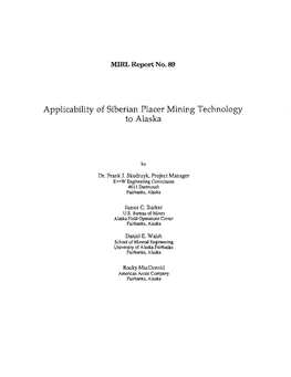 Applicability of Siberian Placer Mining Technology to Alaska