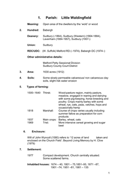 1. Parish: Little Waldingfield