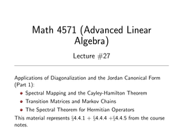 Math 4571 (Advanced Linear Algebra) Lecture #27