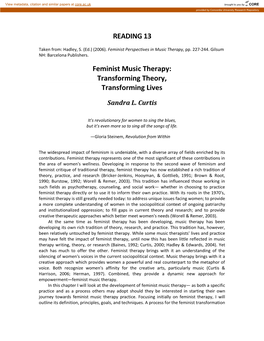 READING 13 Feminist Music Therapy