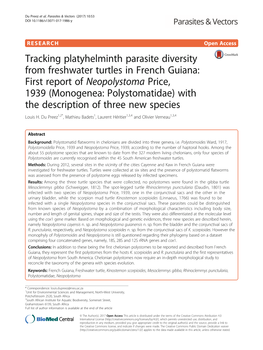 First Report of Neopolystoma Price, 1939 (Monogenea: Polystomatidae) with the Description of Three New Species Louis H