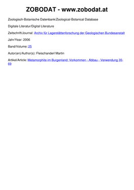 Metamorphite Im Burgenland Vorkommen – Abbau – Verwendung
