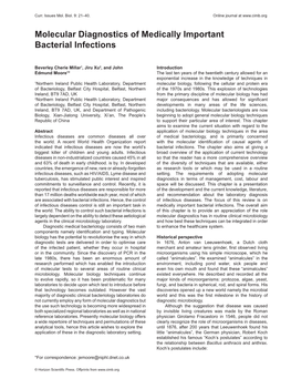 Molecular Diagnostics of Medically Important Bacterial Infections