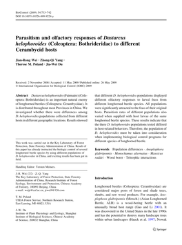 Parasitism and Olfactory Responses of Dastarcus Helophoroides (Coleoptera: Bothrideridae) to Different Cerambycid Hosts