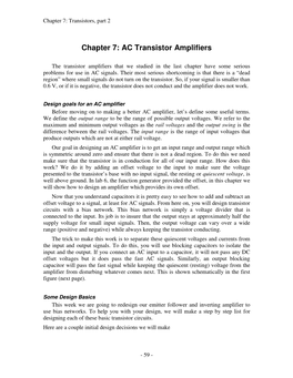 Chapter 7: AC Transistor Amplifiers