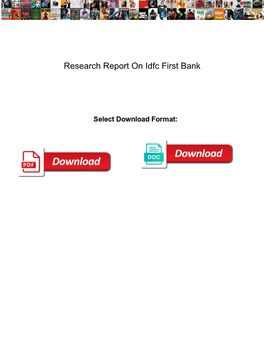 Research Report on Idfc First Bank