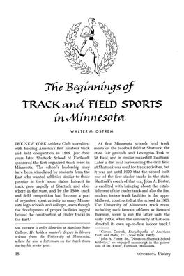 The Beginnings of Track and Field Sports in Minnesota