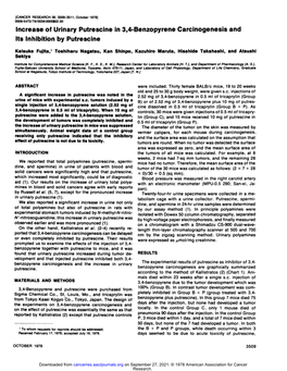 Increase of Urinary Putrescine In3,4-Benzopyrene Carcinogenesis