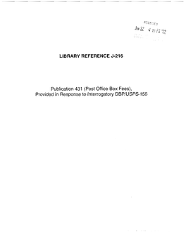 Publication 431 (Post Office Box Fees), Provided in Response to Interrogatory DBP/USPS-155