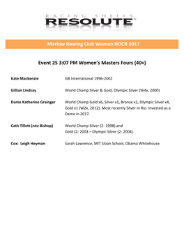 Marlow Rowing Club Women HOCR 2017