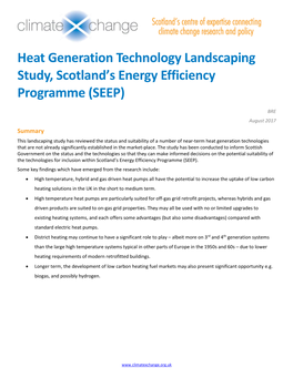 Heat Generation Technology Landscaping Study, Scotland's