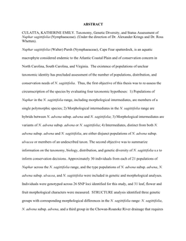 ABSTRACT CULATTA, KATHERINE EMILY. Taxonomy, Genetic