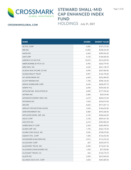 Steward Small-Mid Cap Enhanced Index Fund Holdings Page 2 of 25