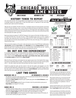 Chicago Wolves Game Notes IOWA at CHICAGO NOVEMBER 16, 2019 7 P.M