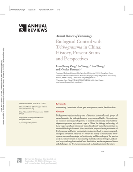 Biological Control with Trichogramma in China: History, Present Status and Perspectives