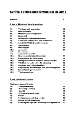 Svff:S Tävlingsbestämmelser År 2013