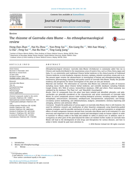 The Rhizome of Gastrodia Elata Blume – an Ethnopharmacological Review