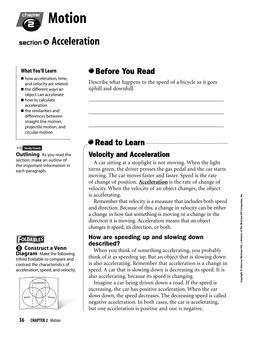 Motion Projectile Motion,And Straight Linemotion, Differences Between the Similaritiesand 2 CHAPTER 2 Acceleration Make Thefollowing As Youreadthe ●