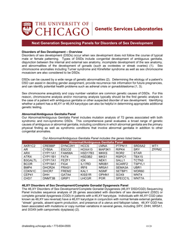 Next Generation Sequencing Panels for Disorders of Sex Development