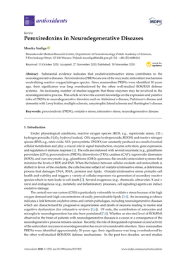 Peroxiredoxins in Neurodegenerative Diseases