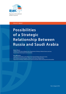 Possibilities of a Strategic Relationship Between Russia and Saudi Arabia