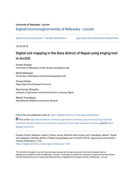 Digital Soil Mapping in the Bara District of Nepal Using Kriging Tool in Arcgis