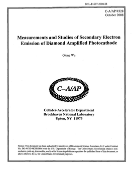 Measurements and Studies of Secondary Electron Emission of Diamond Amplified Photocathode
