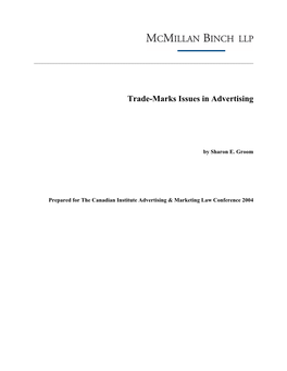 Trade-Marks Issues in Advertising