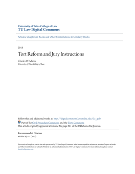 Tort Reform and Jury Instructions Charles W