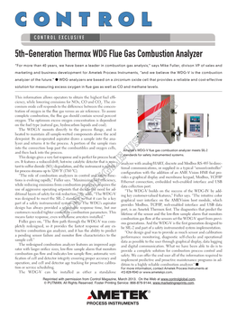 5Th-Generation Thermox WDG Flue Gas Combustion Analyzer