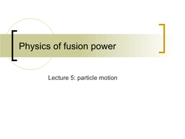 Particle Motion