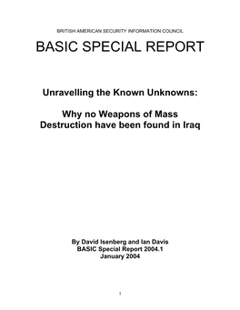 Iraq's WMD Capability