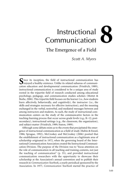 Instructional Communication 8 the Emergence of a Field