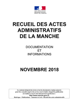 Recueil Des Actes Administratifs De La Manche