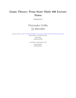 Game Theory Lecture Notes