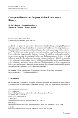 Conceptual Barriers to Progress Within Evolutionary Biology