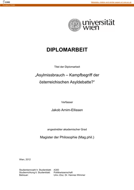 Asylmissbrauch – Kampfbegriff Der Österreichischen Asyldebatte?“