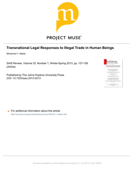 Transnational Legal Responses to Illegal Trade in Human Beings