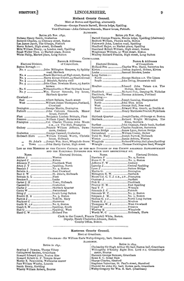 LINCOLNSHIRE. 9 Holland County Council Meet at Boston and Spalding, Alternately