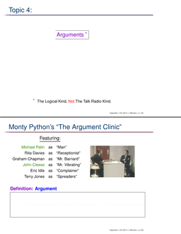 Topic 4: Monty Python's “The Argument Clinic”