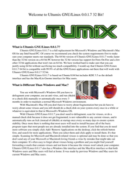 Ultumix GNU/Linux 0.0.1.7 32 Bit!
